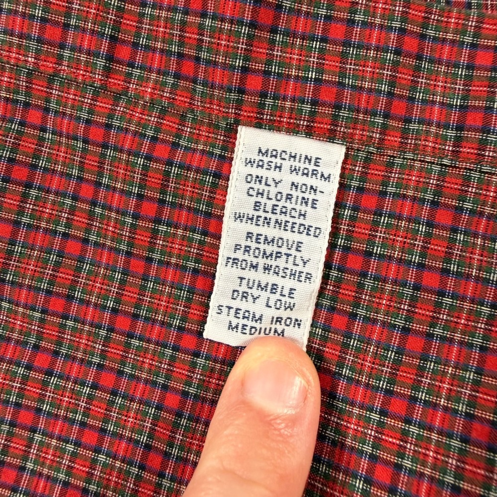 Ralph Lauren Yarmouth Mens 17 36/37 Red Plaid Cotton Button Down Shirt XL - Picture 4 of 9